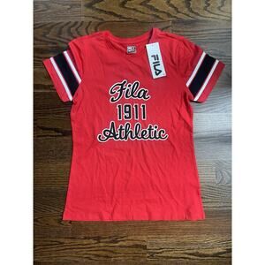 FILA women’s cotton red Tshirt size S logo front NWT
